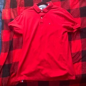 Red Tommy Hilfiger polo size large